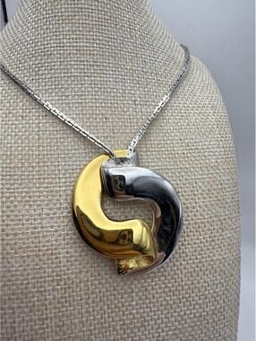 Monet Two-Tone Gold and Silver Circle Pendant Necklace